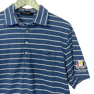Polo Golf Ralph Lauren Shirt Mens Medium Vintage Lisle Striped Blue Ryder Cup